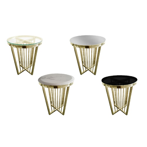 Salina Side Table 45cm Gold Base - White Marble