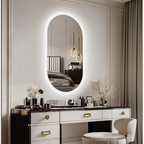 Interior Ave - LED Oval Frameless Salon / Bathroom Wall Mirror - 50 x 100cm