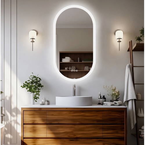 Interior Ave - LED Oval Frameless Salon / Bathroom Wall Mirror - 50 x 80cm