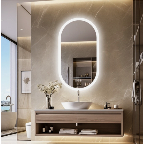 Interior Ave - LED Oval Frameless Salon / Bathroom Wall Mirror - 60 x 120cm