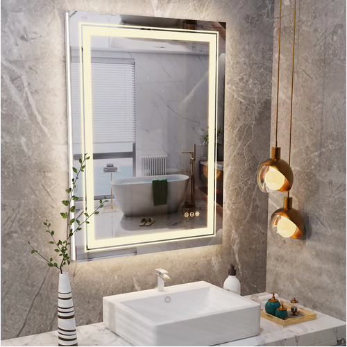 Interior Ave - LED Rectangle Frameless Salon / Bathroom Wall Mirror - 70 x 50cm