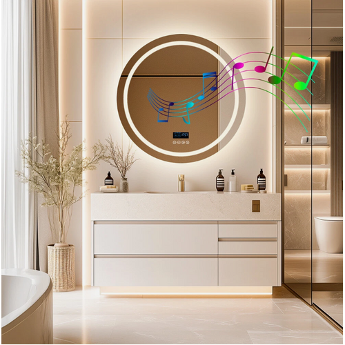 Interior Ave - 80cm Round Frameless LED Bathroom Mirror – Bluetooth