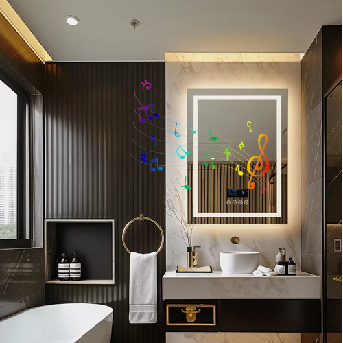 Interior Ave - 60 x 80cm Rectangle Frameless LED Bathroom Mirror – Bluetooth