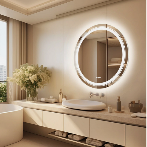 Interior Ave - LED Round Frameless Salon / Bathroom Wall Mirror - 90cm