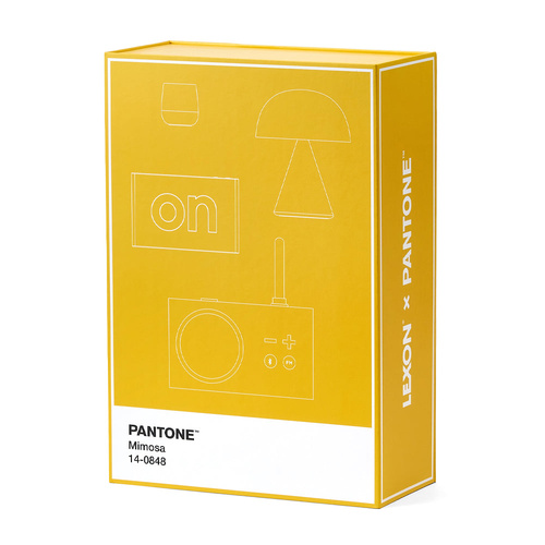 Lexon GIFT Set PANTONE - Includes Mino+ Mini Speaker, Flip Classic Clock, Mina M Lamp, Thykho 3  Speaker - Yellow