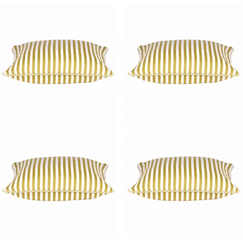 Pack of 4 Dandi Mustard Yellow & White Striped Square Cushion Covers 40x40cm