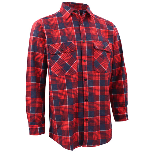 Men's 100% Cotton Flannelette Shirt Long Sleeve Plaid Check Flannel w Pockets, Crimson Tide Plaid, XL