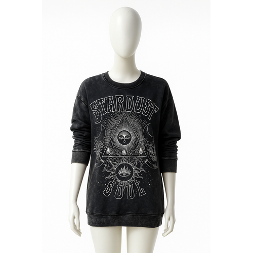 Mineral Wash Graphic Sweatshirt Black L