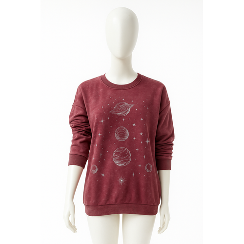 Mineral Wash Graphic Sweatshirt Burgundy S