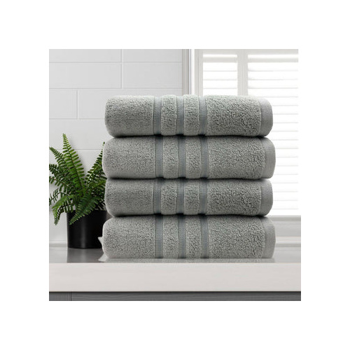 amor classic dobby stripe super soft premium cotton face washer 4 pcs 650gsm silver