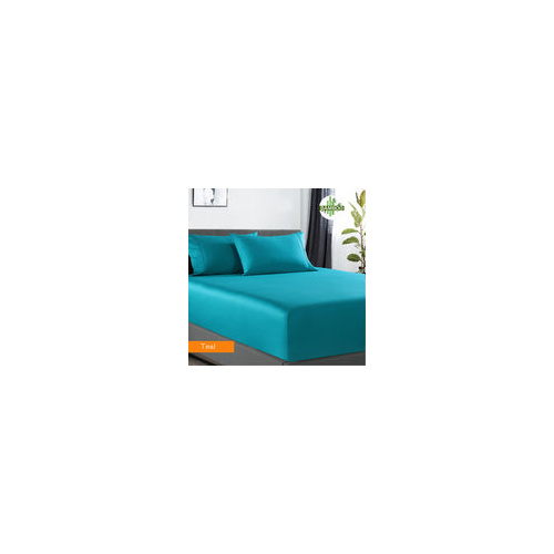 400 thread count bamboo cotton 1 fitted sheet with 2 pillowcases king teal