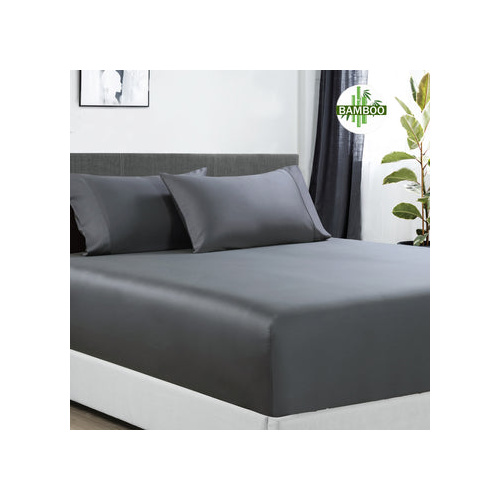 400 thread count bamboo cotton 1 fitted sheet with 2 pillowcases mega king charcoal