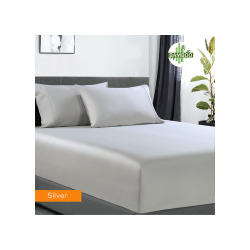 400 thread count bamboo cotton 1 fitted sheet with 2 pillowcases queen silver