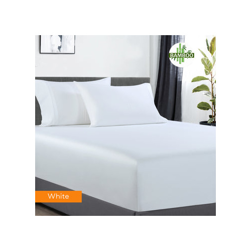 400 thread count bamboo cotton 1 fitted sheet with 2 pillowcases queen white