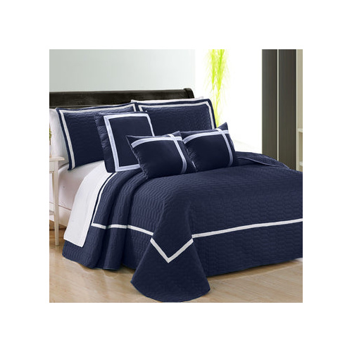 6 piece two tone embossed comforter set queen navy