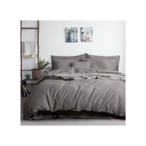 luxurious linen cotton quilt cover set king grey