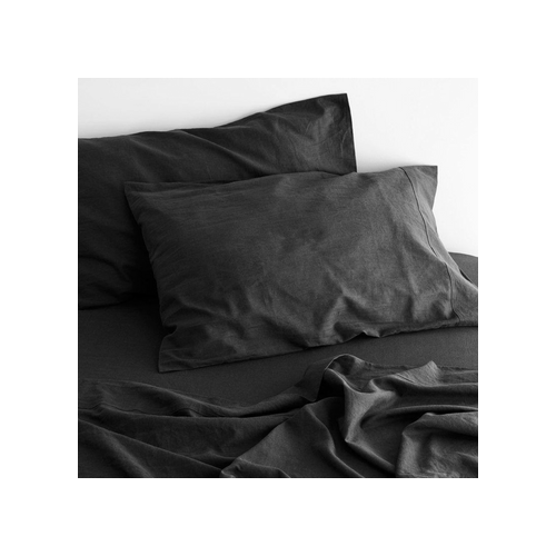 luxurious linen cotton sheet set 1 king charcoal