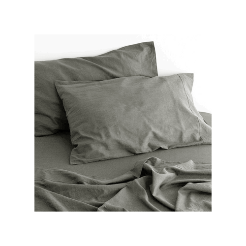 luxurious linen cotton sheet set 1 mega king grey