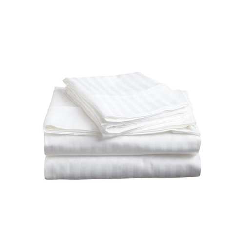 soft stripe microfibre sheet set queen white