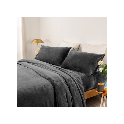 thermal microplush sheet set single charcoal