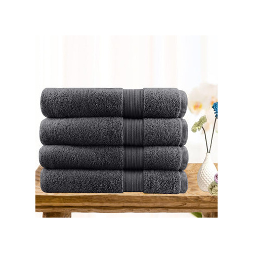 4 piece ultra light cotton bath towels in charcoal