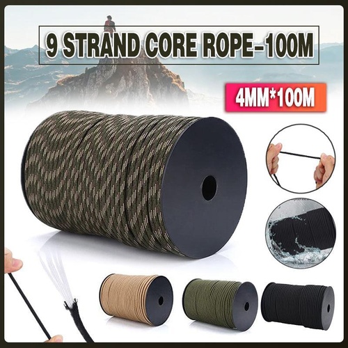 9 Strand Core Rope-100M 550 Paracord Parachute Cord Lanyard Mil Spec Type Iii - Army Green