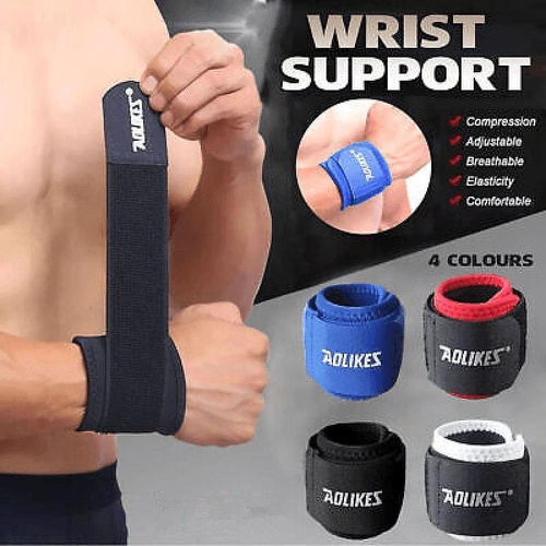 Aolikes Adjustable Sports Gym Wrist Support Brace Wrap Band Wristband Strap Au - Black