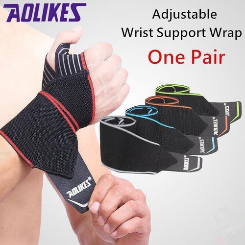 Aolikes 1 Pair Adjustable Wrist Support Wrap Strap Compression Hand Brace Au - Red (1 Pair)