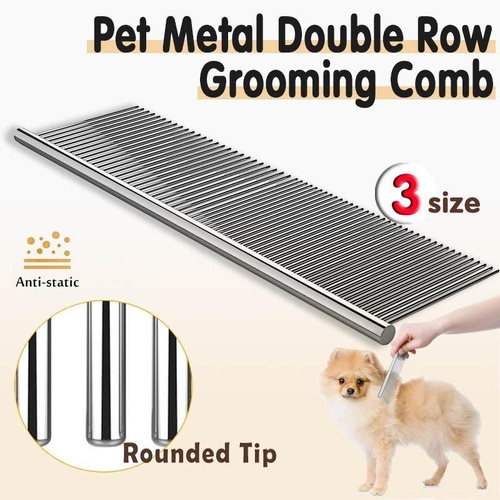 Stainless Steel Teeth Metal Comb Brush Pet Cat Dog Hair Grooming Trimmer Round - S:16*3CM
