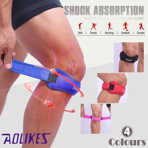 Aolikes Knee Strap Patella Jumper Gel Runner Tennis Sports Brace Support - Red