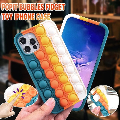 Blue-White Pop Fidget Toys Push It Bubble Phone Case For Iphone - iPhone7/8