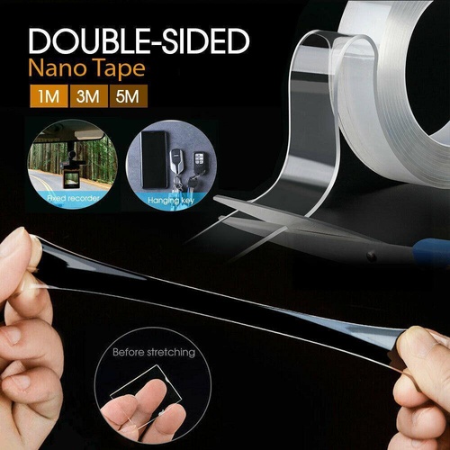 Double Sided Nano Tape Transparent Reusable Adhesive Gel Grip for Home Office - 2cm*5m*2mm (1 Unit)