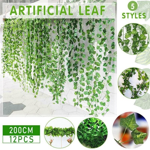 12 X 2M Artificial Ivy Vine Fake Foliage Flower Hanging Leaf Garland Plant Party - Grape Leaves