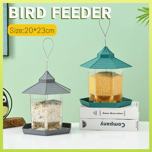 Garden Hanging Wild Bird Feeder Birds Gazebo Shape Container Waterproof Outdoor - Green