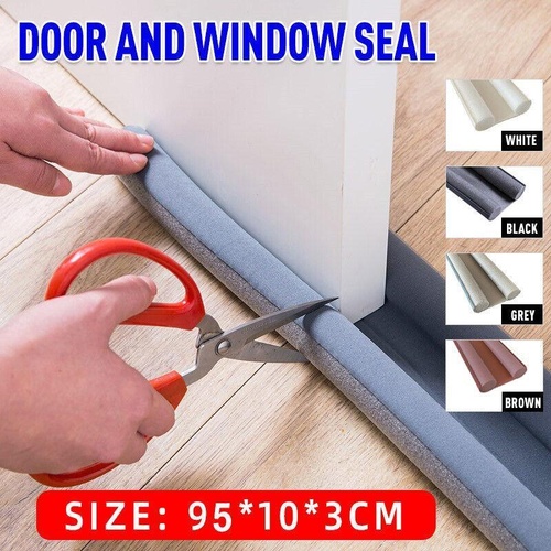Door Bottom Seal Draft Stopper Guard Threshold Sealing Strip Wind Dust Protector - Grey