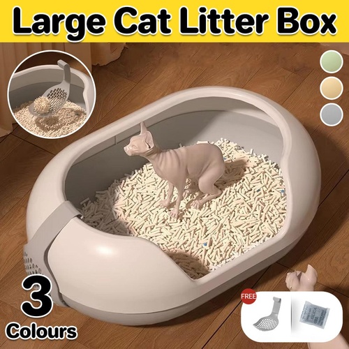 Large Semi Closed Cat Litter Box Covered Litter Pan for Cats Easy Clean Design - Orange