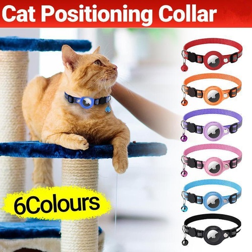 Reflective Pet Collar with Holder for AirTag Tracker – Anti-Lost Cat Dog Tag - Red