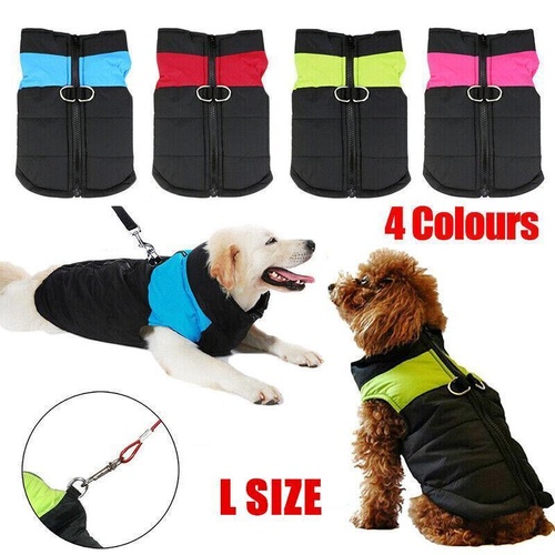 L Size Large Dog Jacket Padded Waterproof Pet Clothes Warm Windbreaker Vest Coat Winter - Pink