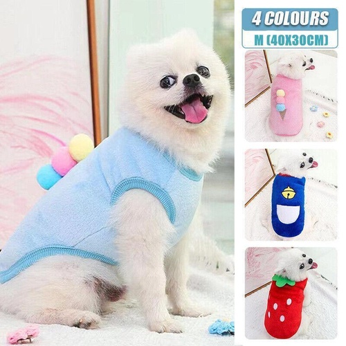 M Size Warm Winter Dog Clothes Soft Fleece Dog Jacket Pet Coat Sweater Puppy Cat Jumper - Red Strawberry