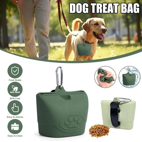 Portable Dog Food Bag Outdoor Walking Travel Feeding Pouch Pet Supplies - Dark Green
