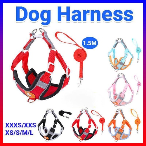 Dog Harness Cat Lead Puppy Leash Vest Mesh Breathe Adjustable Braces Small Pet Pink - L