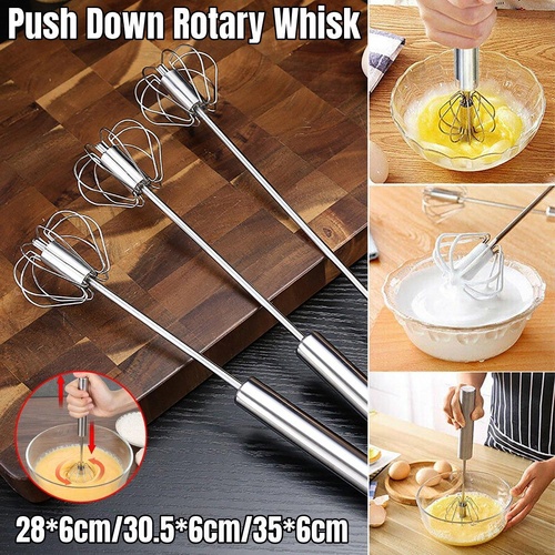 Stainless Steel Semi-Automatic Egg Beater Hand Pressed Kitchen Baking Tool - 10 Inch