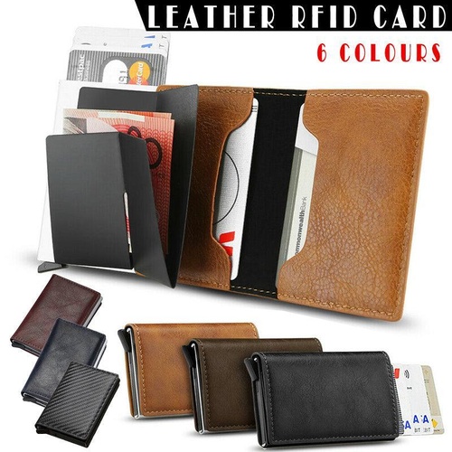 RFID Blocking Leather Card Wallet with Money Clip for Men Credit Holder - Black