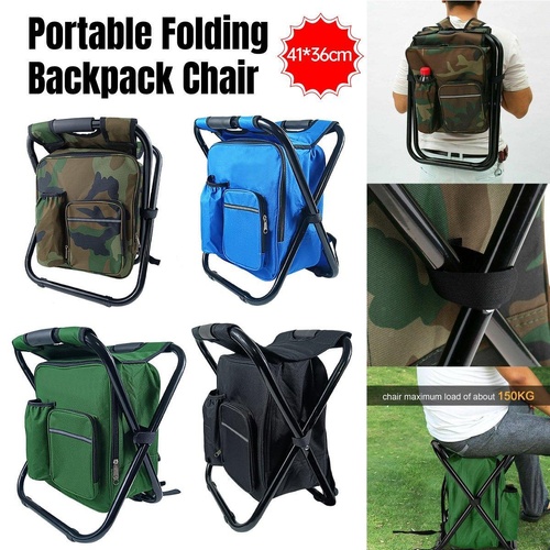 Portable Outdoor Folding Chair Oxford Small Stool for Fishing Camping Hiking - Blue