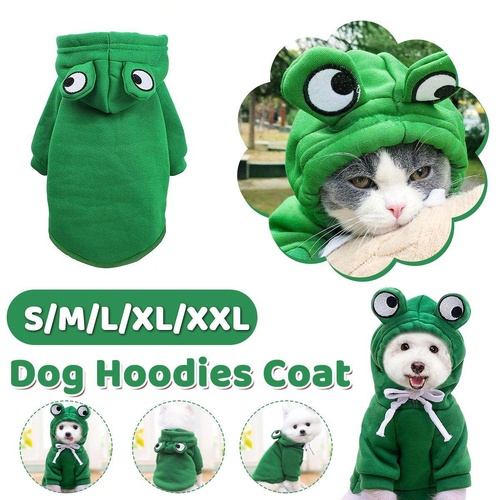 Warm Hooded Cartoon Frog Pet Clothes for Dogs and Cats Autumn Winter Vest - S