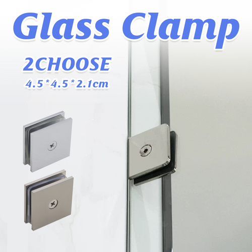 Shower Glass Clip Single Hole Square Bracket Partition Bathroom Accessories - Nickel