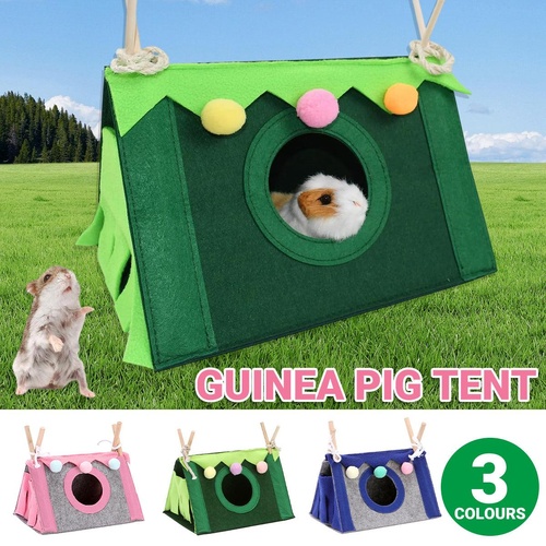 Hamster Tent Small Pet Hideout Pig Possum House Cool Triangle Nest Shelter - Green