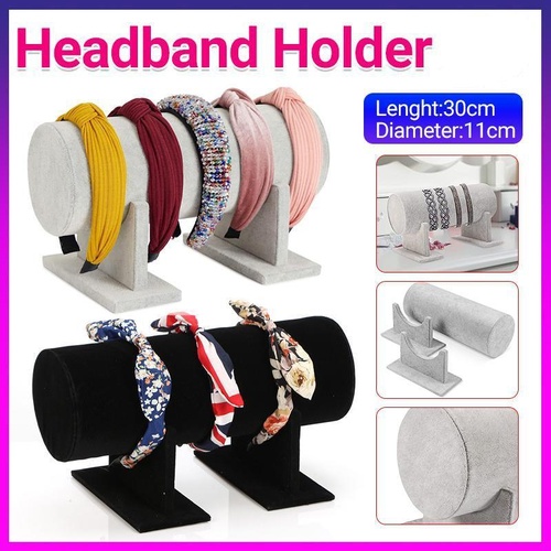 Jewelry Display Stand Headband Holder Organizer Chains Velvet Storage Rack - Black