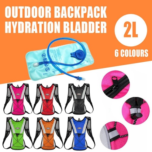 Hydration Pack Backpack Bag with 2L Water Bladder for Hiking Camping Cycling Running - Black