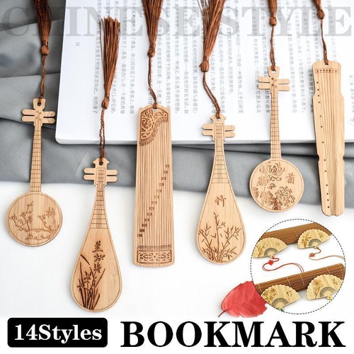 Chinese Style Bass Book Folder Book Clip Bamboo Bookmark Guitar Bookmark Lable - Guzheng